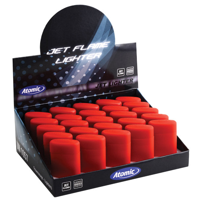 Vžigalnik elektronski gumirani mat atomic jet flame rubber trober 2516002 rdeča