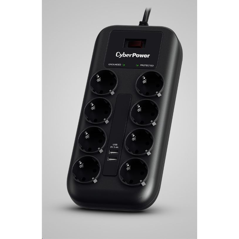 CyberPower P0820SUF0-DE zaštita od porasta napona Crno 8 utičnice naizmjenične struje 200 - 250 V 1,8 m
