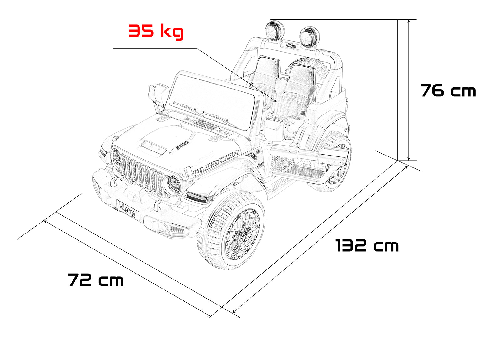 Licencirani auto na akumulator Jeep Wrangler Rubicon LIFT - crveni