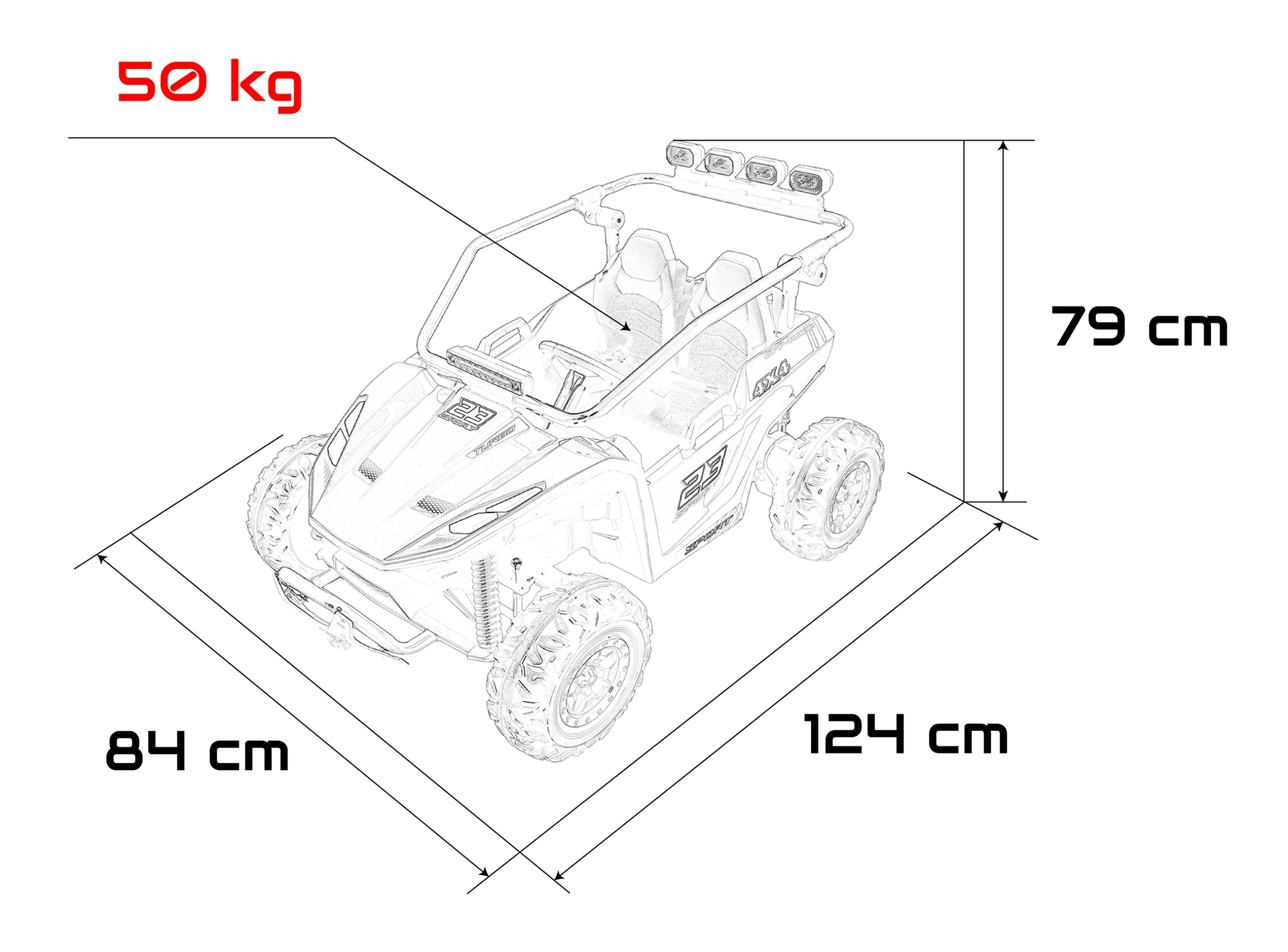 Buggy na akumulator 4x4 TURBO 23 - dvosjed - rozi