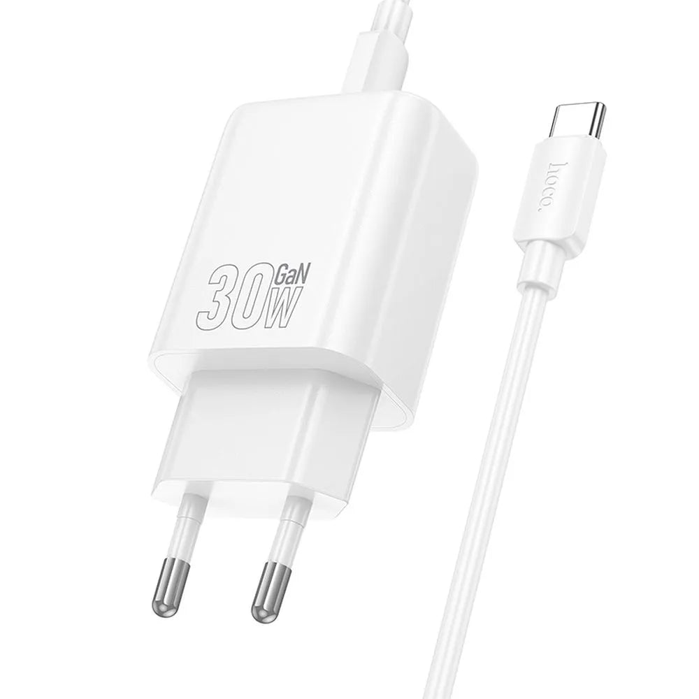 Hoco USB-C QC PD 30W zidni punjač za telefon + USB C na USB C kabel N62 bijeli
