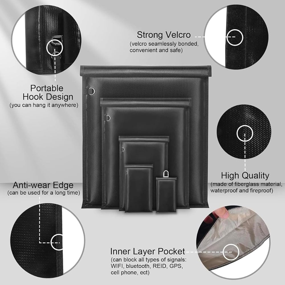 Techsuit - RFID torba protiv krađe - za ključeve - novac i kartice - vatrootporna - vodootporna- EMF Blocker- 20x12cm - crna