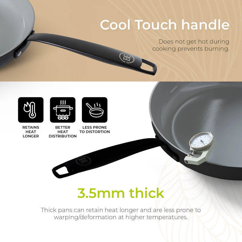 BE Living Frying Pan Set Essential Black 20-24-28 cm