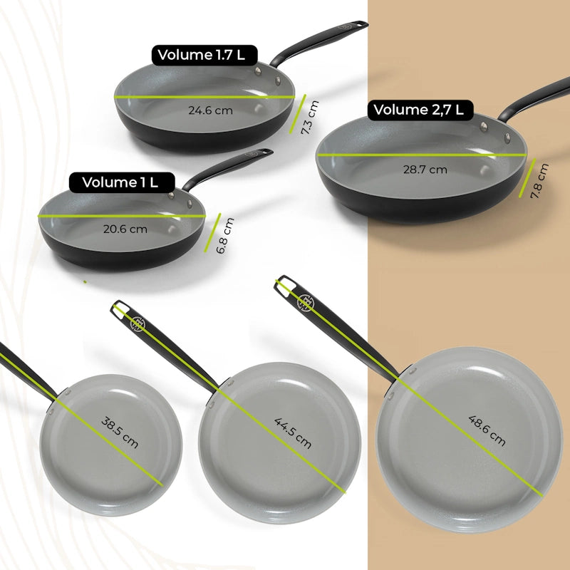 BE Living Frying Pan Set Essential Black 20-24-28 cm