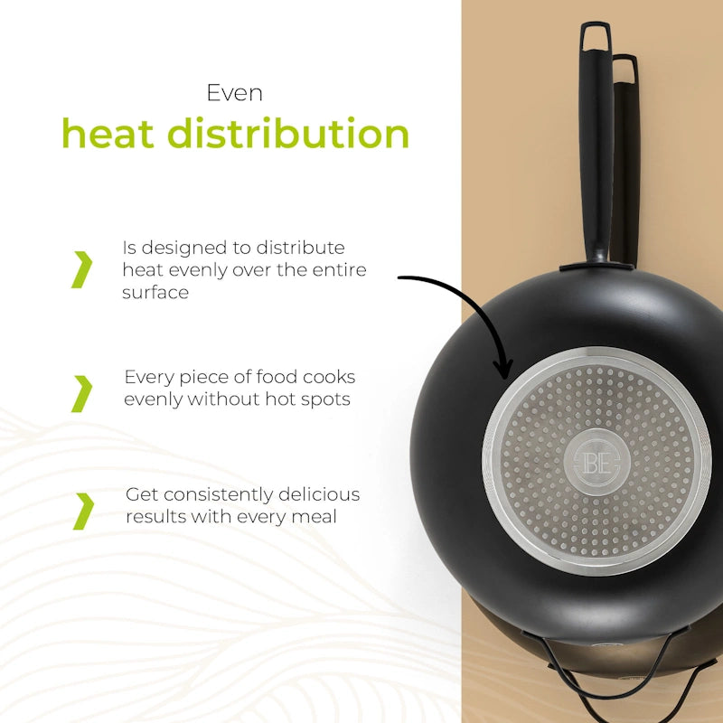 BE Living Wok tava s poklopcem Essential Black 30 cm