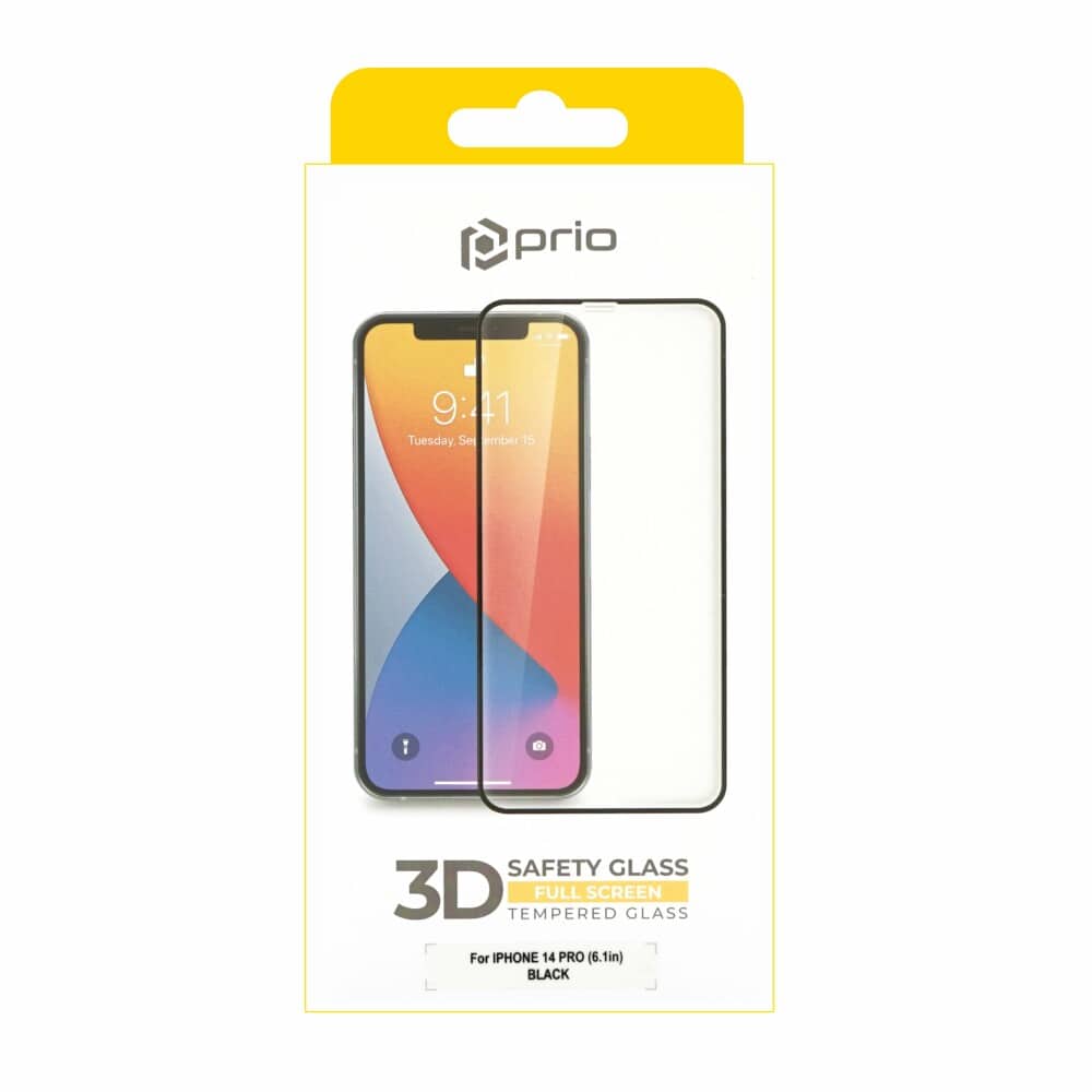 Prio 3D zaštitno staklo od kaljenog stakla za iPhone 14 Pro (6.1in) crno