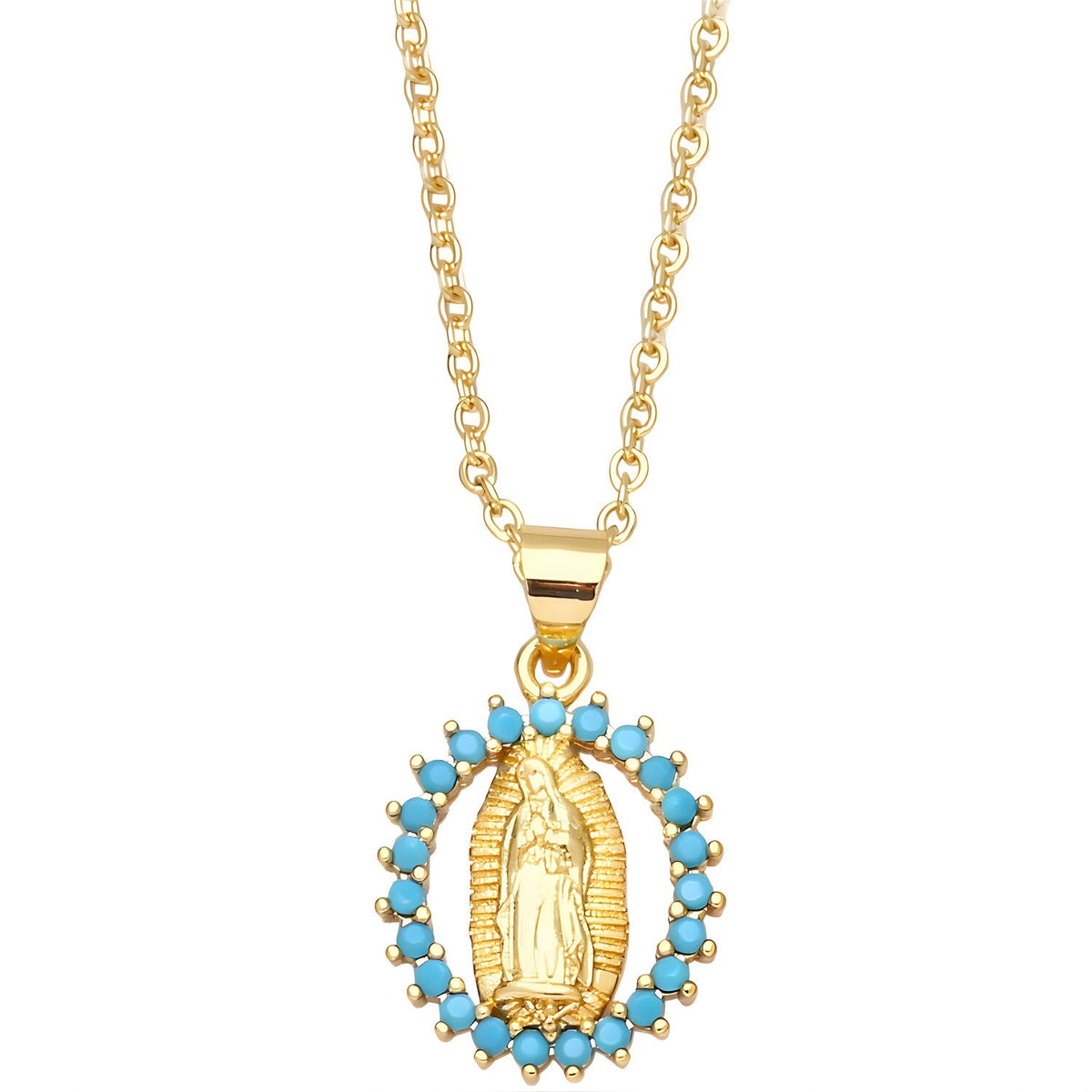 Ogrlica Medaljon Djevica Marija - Plava