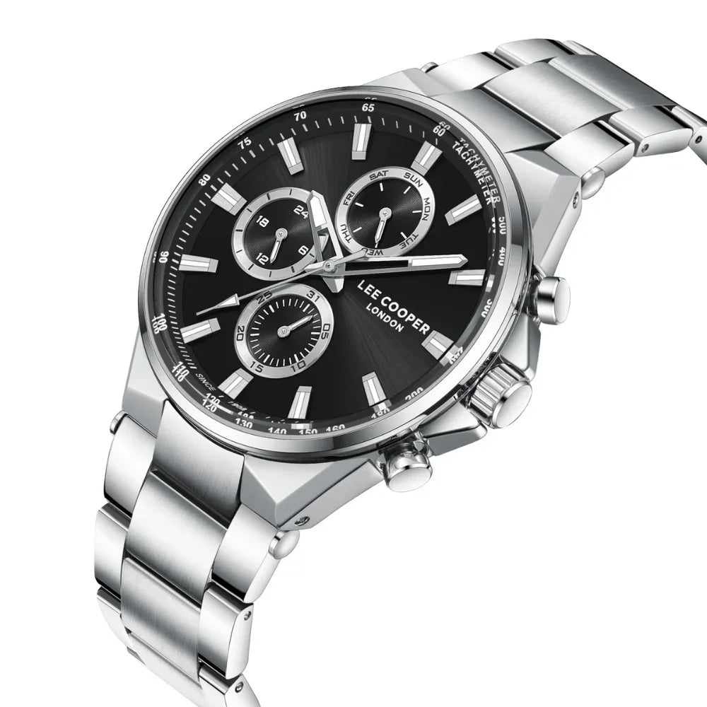 RUČNI SAT LEE COOPER 8219 - Brojčanik crna, remen srebrna