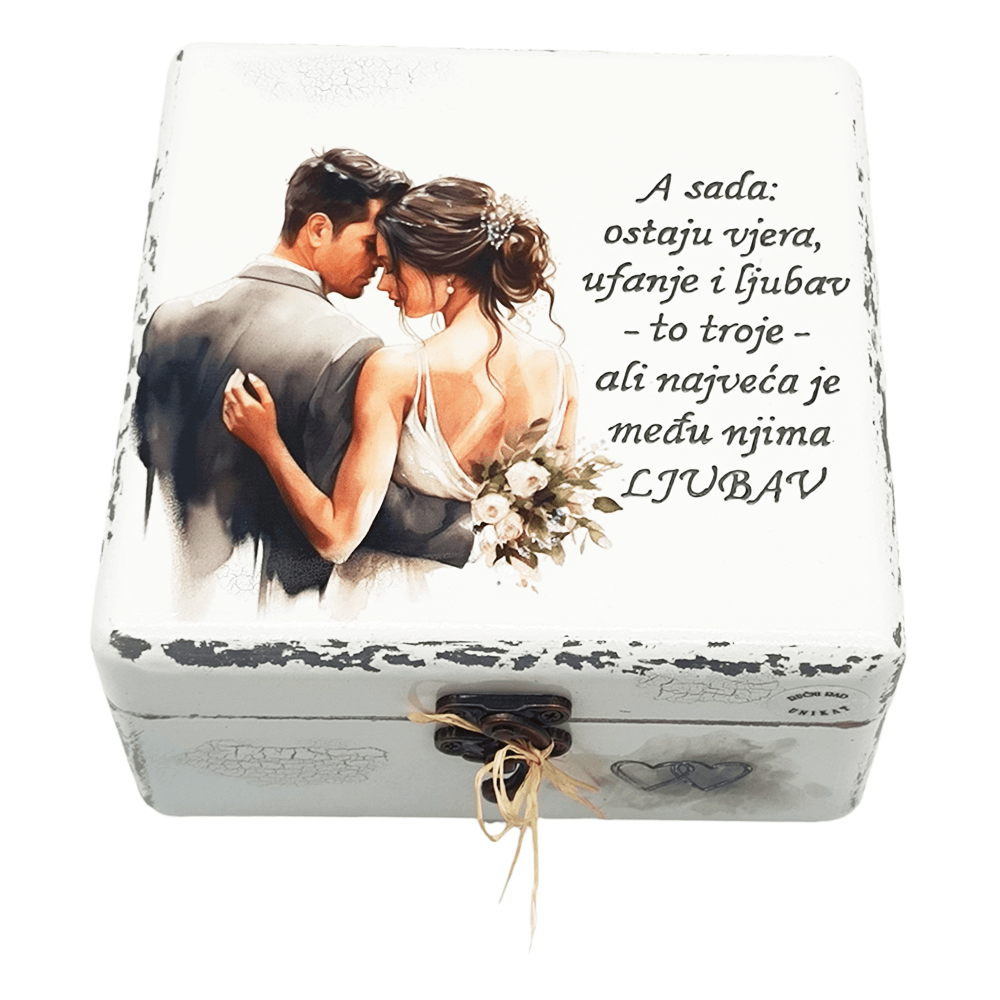 Kutija Uspomena "Ljubav Nikada ne Prestaje": Savršen Poklon za Vjenčanje ili Godišnjicu  Š165204