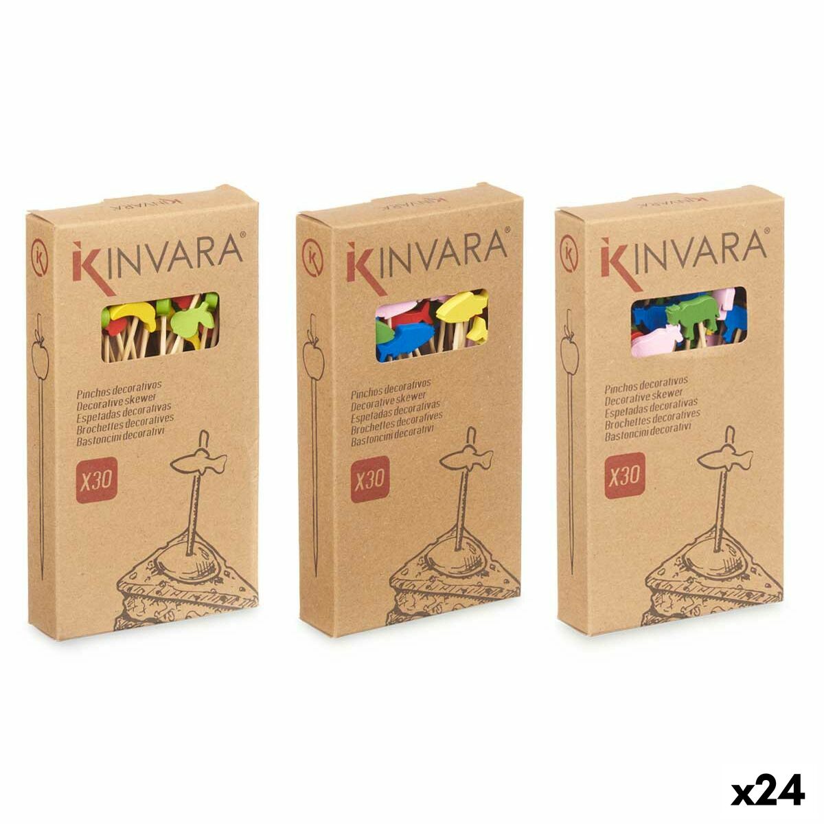 Set Štapića za Roštilj Kinvara Bambus Šiljak ukrašen (24 kom.)