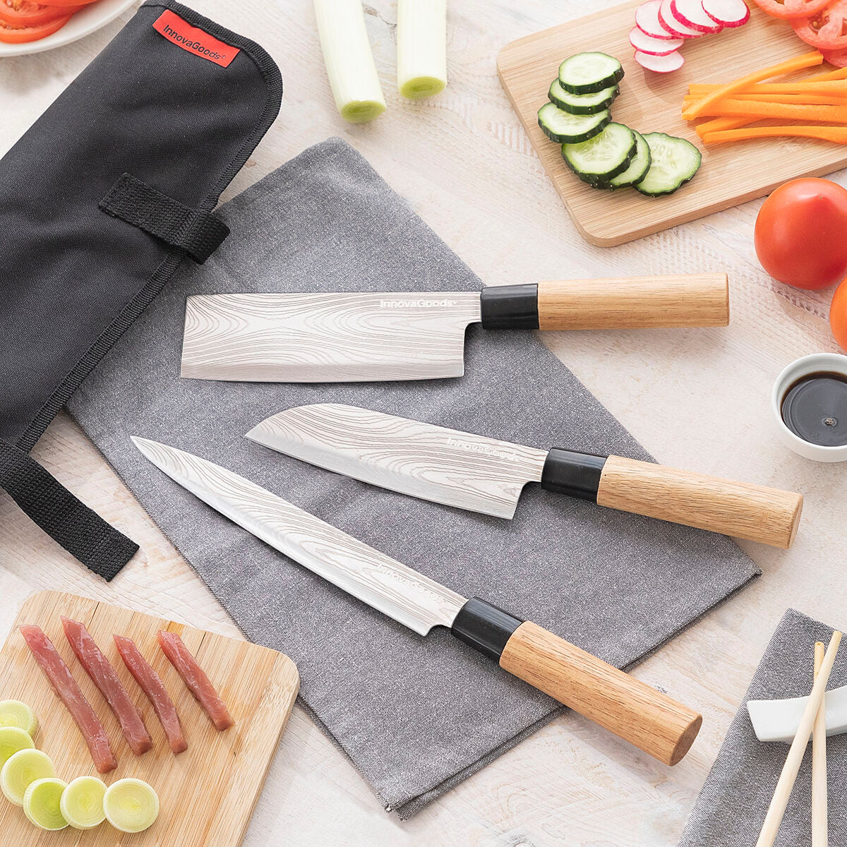 Set noževa s profesionalnom torbicom za prenošenje Damas·Q InnovaGoods