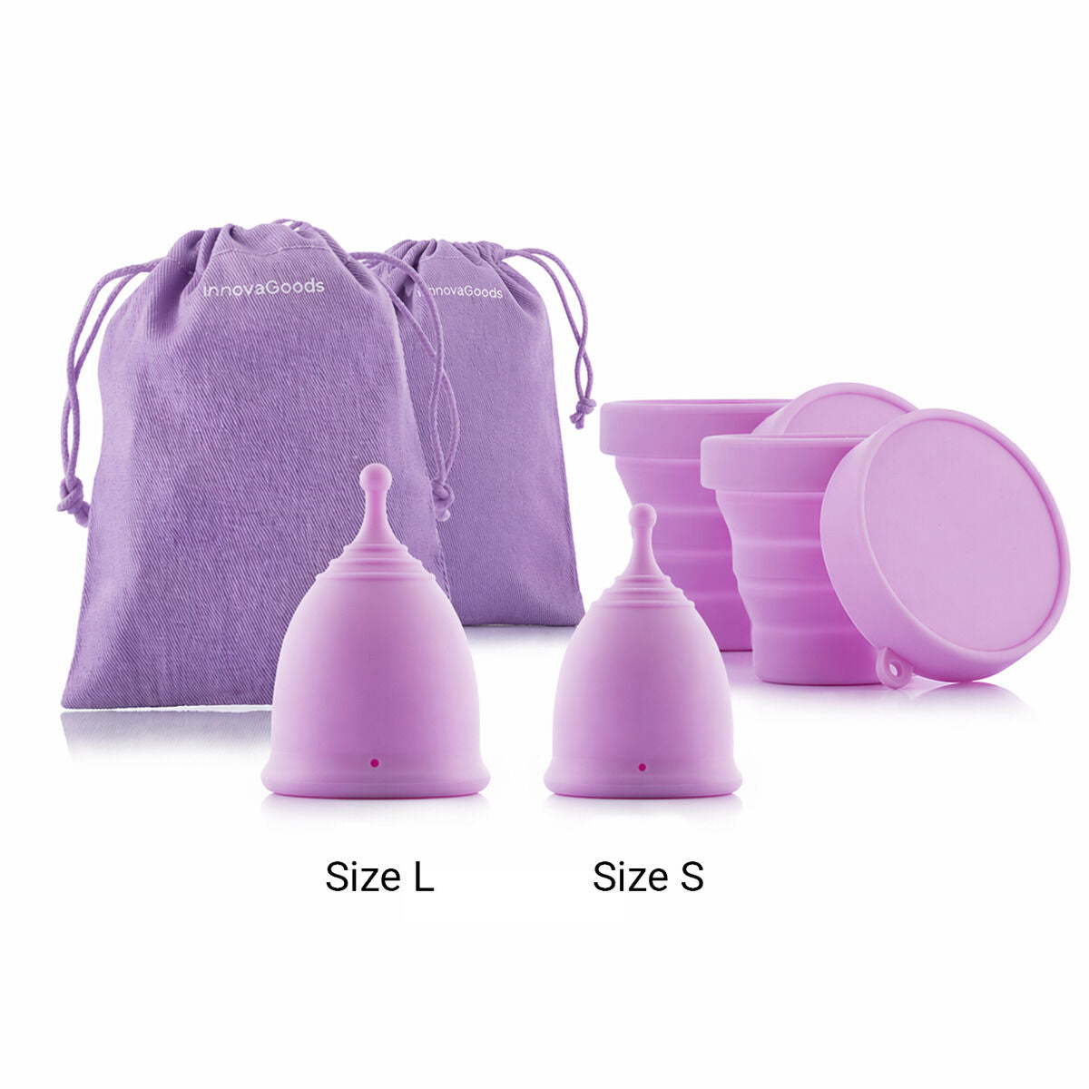 Pakiranje 2 menstrualne čašice s dodacima Kuppy InnovaGoods (vel. S - 20 ml i vel. L - 25 ml)