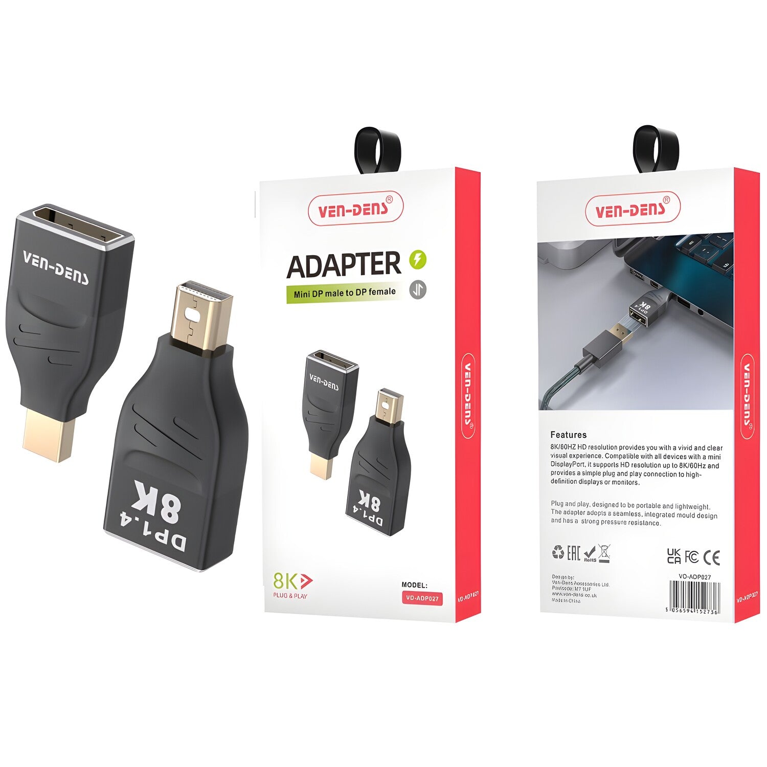 Čvrsti i izdržljivi 8K adapter - Crna KP34831