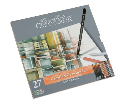 Umjetnički kpl Cretacolor creativo 27/1 (grafitne olovke, drvene boje, krede, štapić za blendanje boja, gumica…)