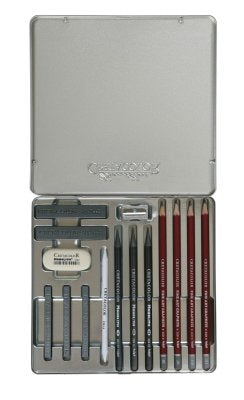 Umjetnički kpl Cretacolor silver paket 15/1 (grafitne olovke, grafitni štapići, gumica, šiljilo…)