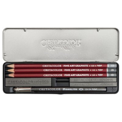 Umjetnički kpl za crtanje Cretacolor graphite pocket kpl 9 kom u metalnoj kutiji
