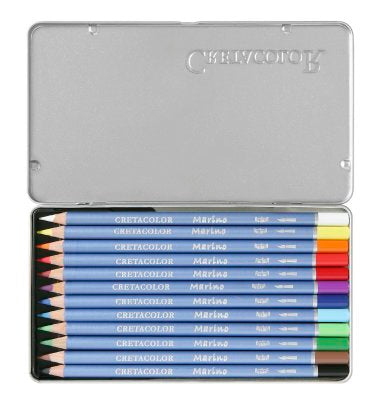 Umjetničke drvene bojice aquarel Cretacolor marino 12 kom u metalnoj kutiji