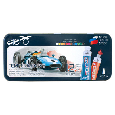 Boja tempera Aero 7,5ml tubice 12 kom u limenoj kutiji, design trkači automobil