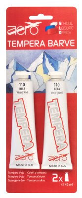 Boja tempera Aero 2 x 42ml tubice bijela boja, 2 kom blister