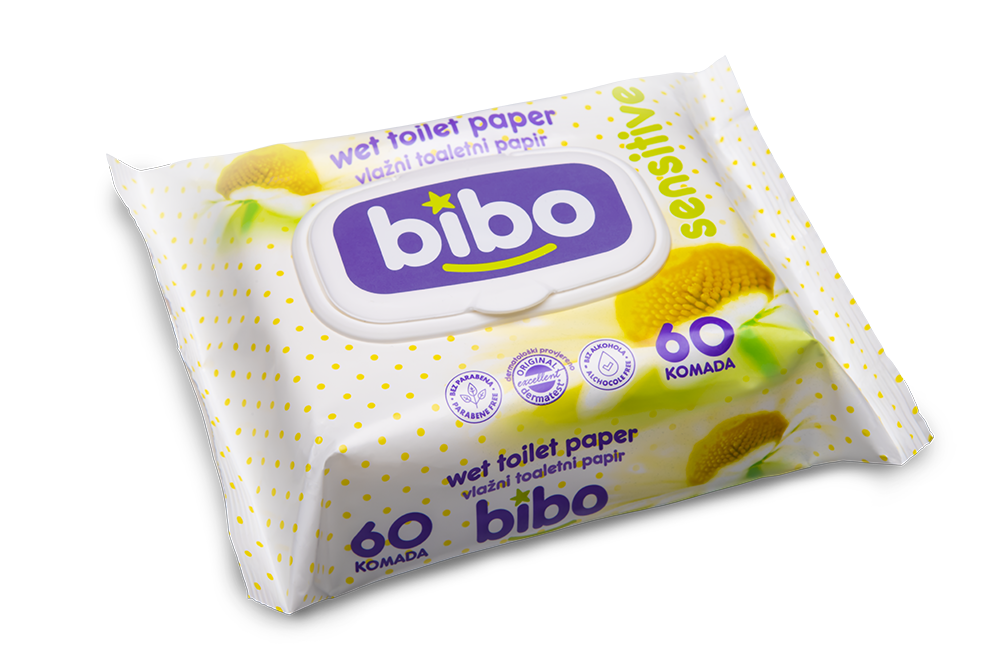 Vlažne toaletne robčke Bibo z izvlečkom kamilice 60/1
