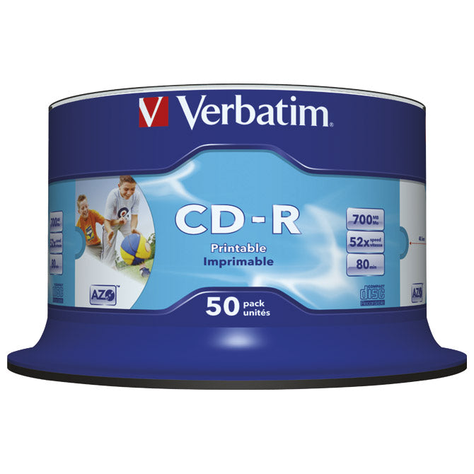 CD-R 700/80 52x vreteno AZO potiskljiv pk50 Verbatim 43438