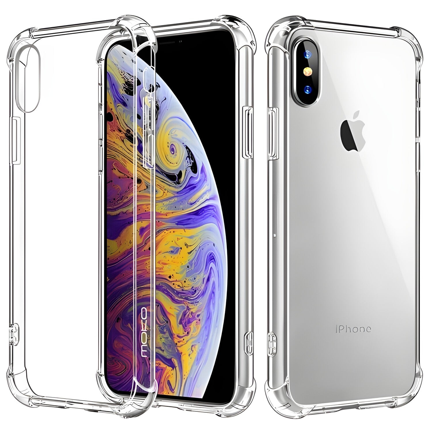 Silikonska futrola s ojačanim rubovima za Apple iPhone X/iPhone XS - Prozirna KP23570