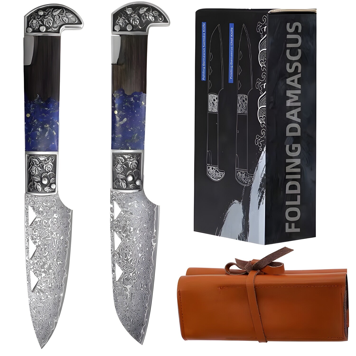 2x Damaščanski vanjski sklopivi nož CO-32810 - Plava KP32810