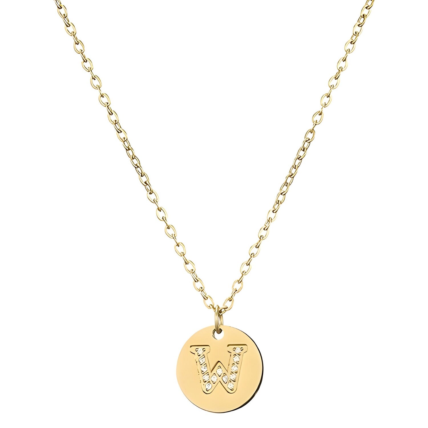 Ogrlica Abeceda - W / Zlatna KP21228