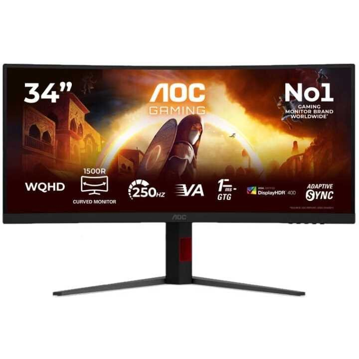 AOC G4 CU34G4ZCA računalni monitor 86,4 cm (34") 3440 x 1440 pikseli Wide Quad HD Crno, Crveno