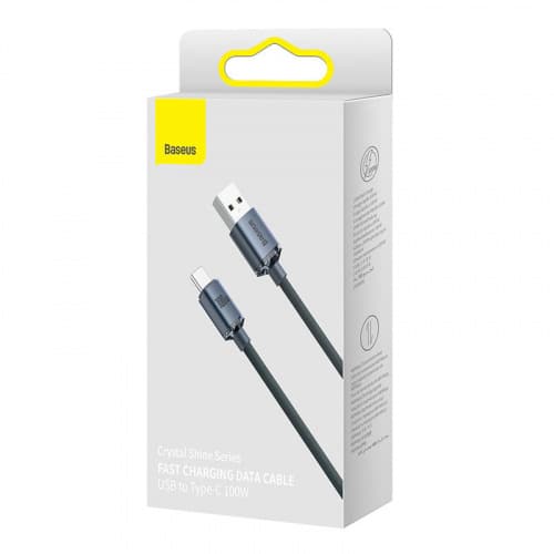 BASEUS CRYSTAL KABEL USB NA USB-C, 100W, 1.2M (CRNI)