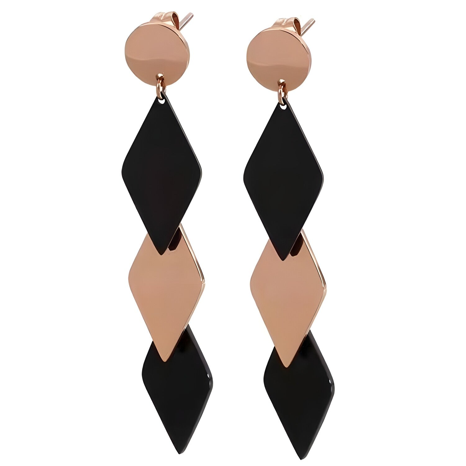 Naušnice BI-15266 - Zlatna / Ružičasta / Crna KP15266