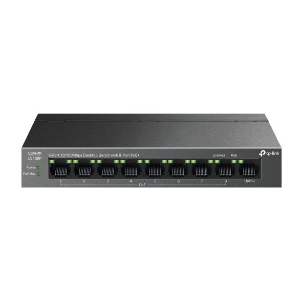 TP-Link LiteWave LS109P mrežni prekidač Neupravljano Fast Ethernet (10/100) Podrška za napajanje putem Etherneta (PoE) Crno