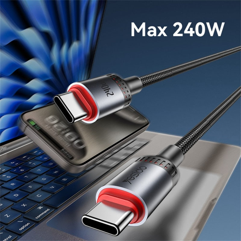 USB-C na USB-C kabel Yesido CA185 240 W 200 cm crni