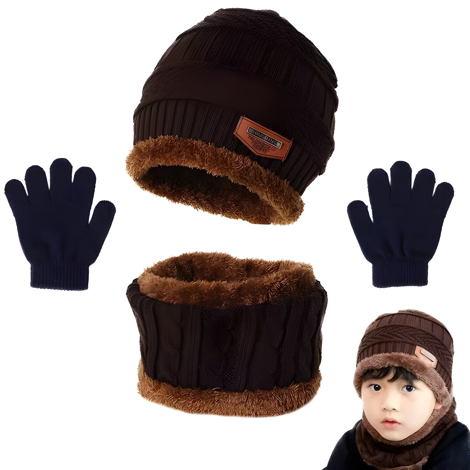 Dječji zimski set - Tamno smeđa KP21509