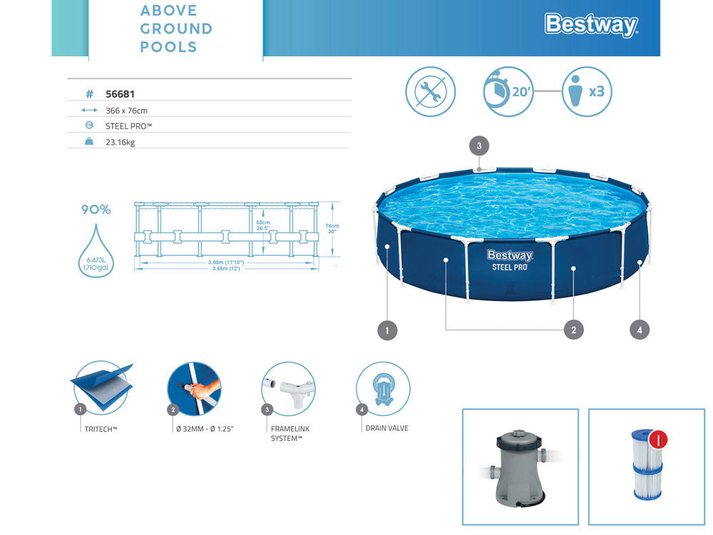 Bestway bazen (366x76cm) – 8u1