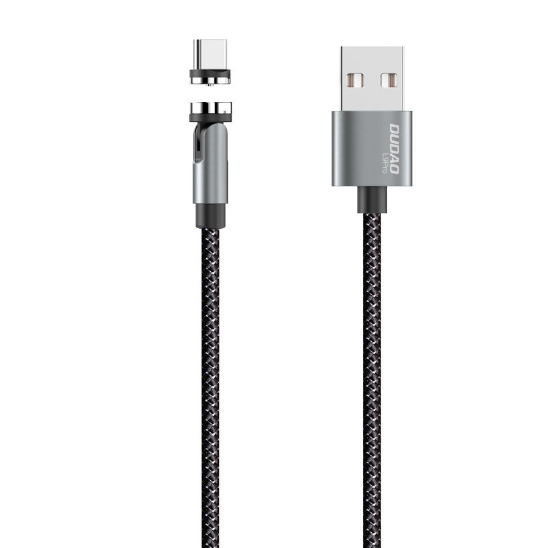 Dudao magnetski USB kabel + komplet utikača Lightning / USB Type C / Micro USB 3 A 1 m siva