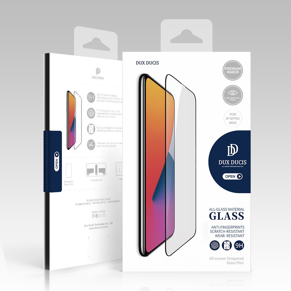 Dux Ducis 10D zaštitno staklo od kaljenog stakla Potpuna pokrivenost s okvirom za iPhone 12 Pro Max crna