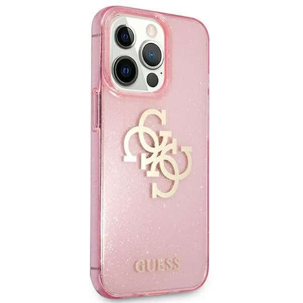 Guess maska za iPhone 13 Pro ružičasta hardcase Glitter 4G Big Logo