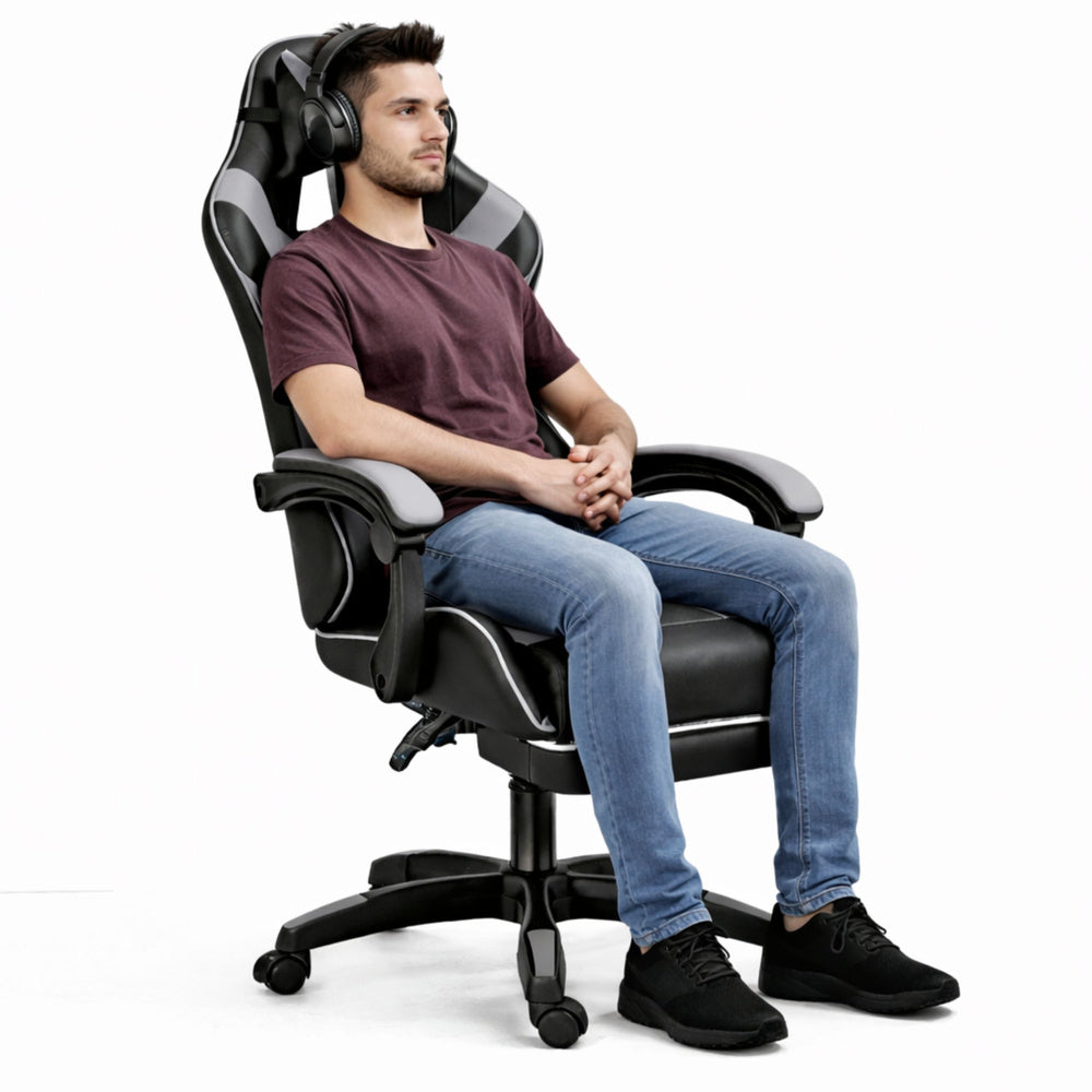 Gaming stolica sa osloncem za noge LE TOY – siva