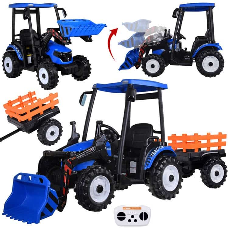 Traktor bager AKU s prikolicom plavi