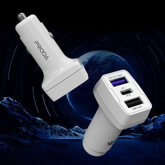 Auto punjač Power Delivery Quick Charge 3.0 18 W 2 x USB / USB Type- C