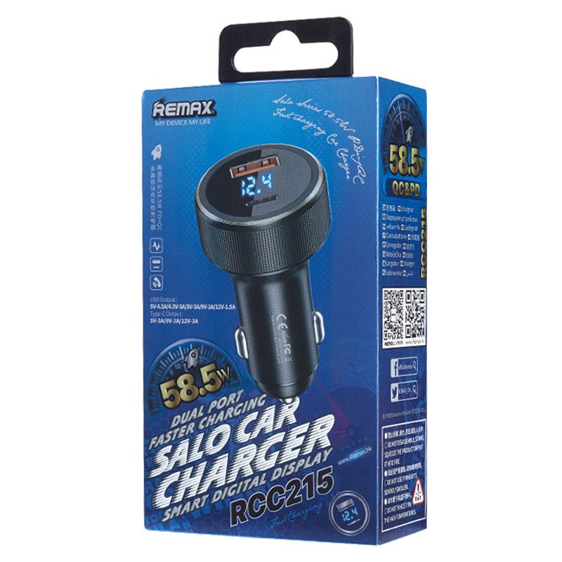 REMAX Salo dual auto punjač USB / USB Type-C 58,5 W 4,5A Power Delivery Quick Charge