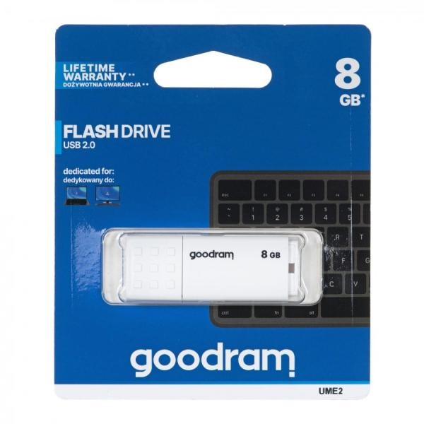 Goodram UME2 USB izbrisivi memorijski pogon 8 GB USB Tip-A 2.0 Bijelo