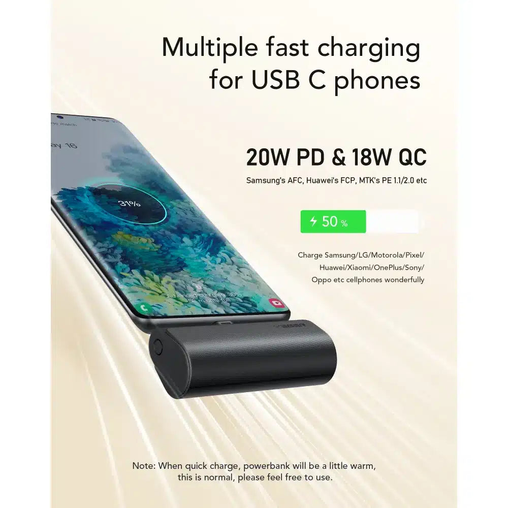 Powerbank VEGER PlugOn - 5000mAh sa ugrađenim Type C PD 20W konektorom