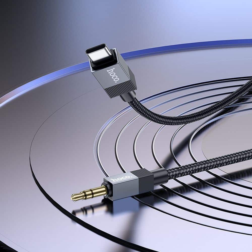 Audio AUX kabel Jack 3.5 mm (muški) na USB C (muški) Hoco 1 m UPA32B crni