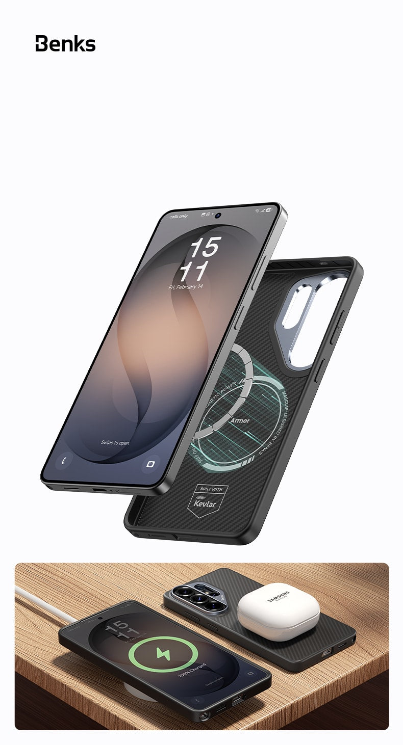 Benks Magnetic Armor Pro Kevlar maska sa metalnim okvirom za Samsung Galaxy S26 - crna