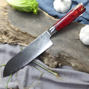 Damaskasti kuhinjski nož HA-14033 - Santoku / Crvena KP14033