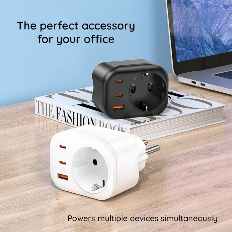 Zidni punjač HAVIT UC142 30W 3A 1 x USB-A - 2 x USB-C - 1 x Schuko crni