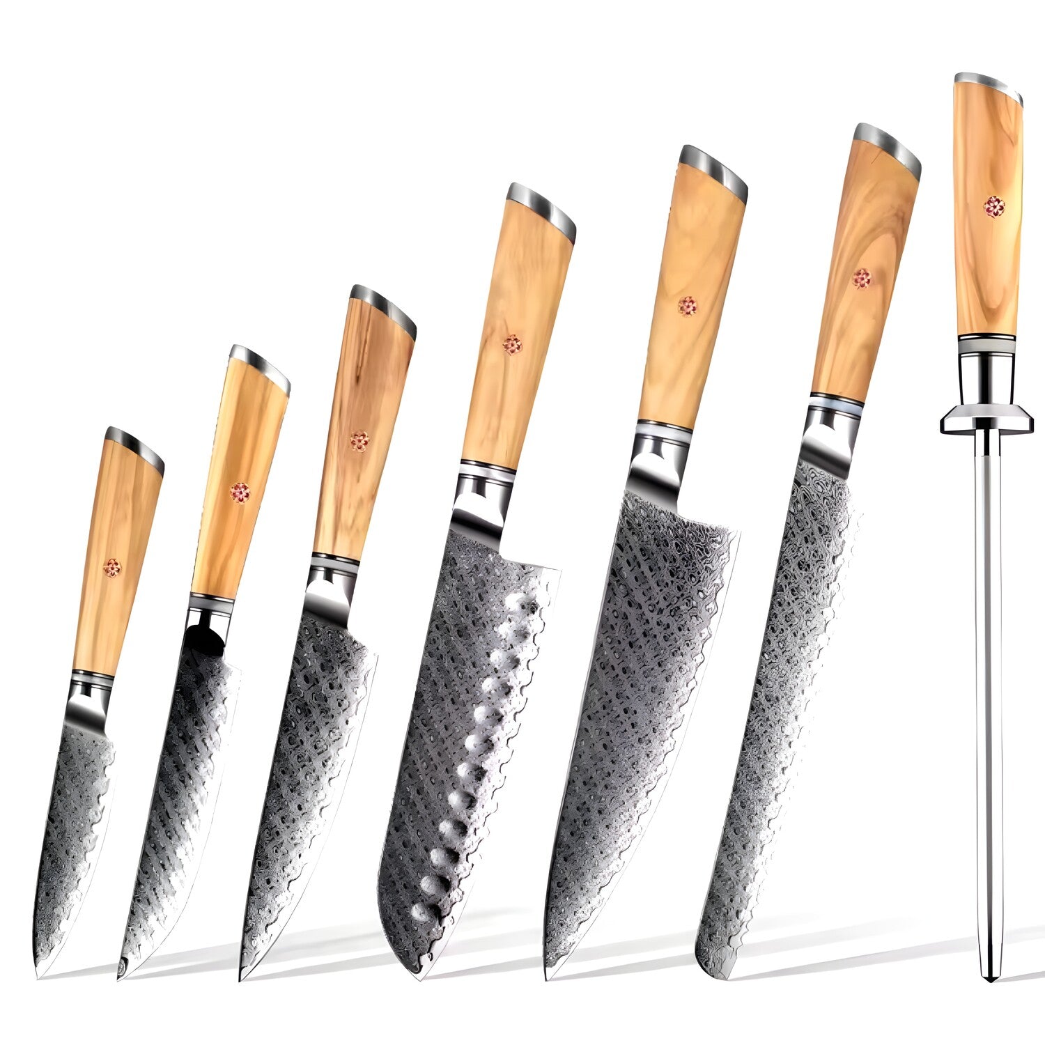 Set damašćanskih kuhinjskih noževa - HI-35061 - 7 kom / Smeđa KP35061
