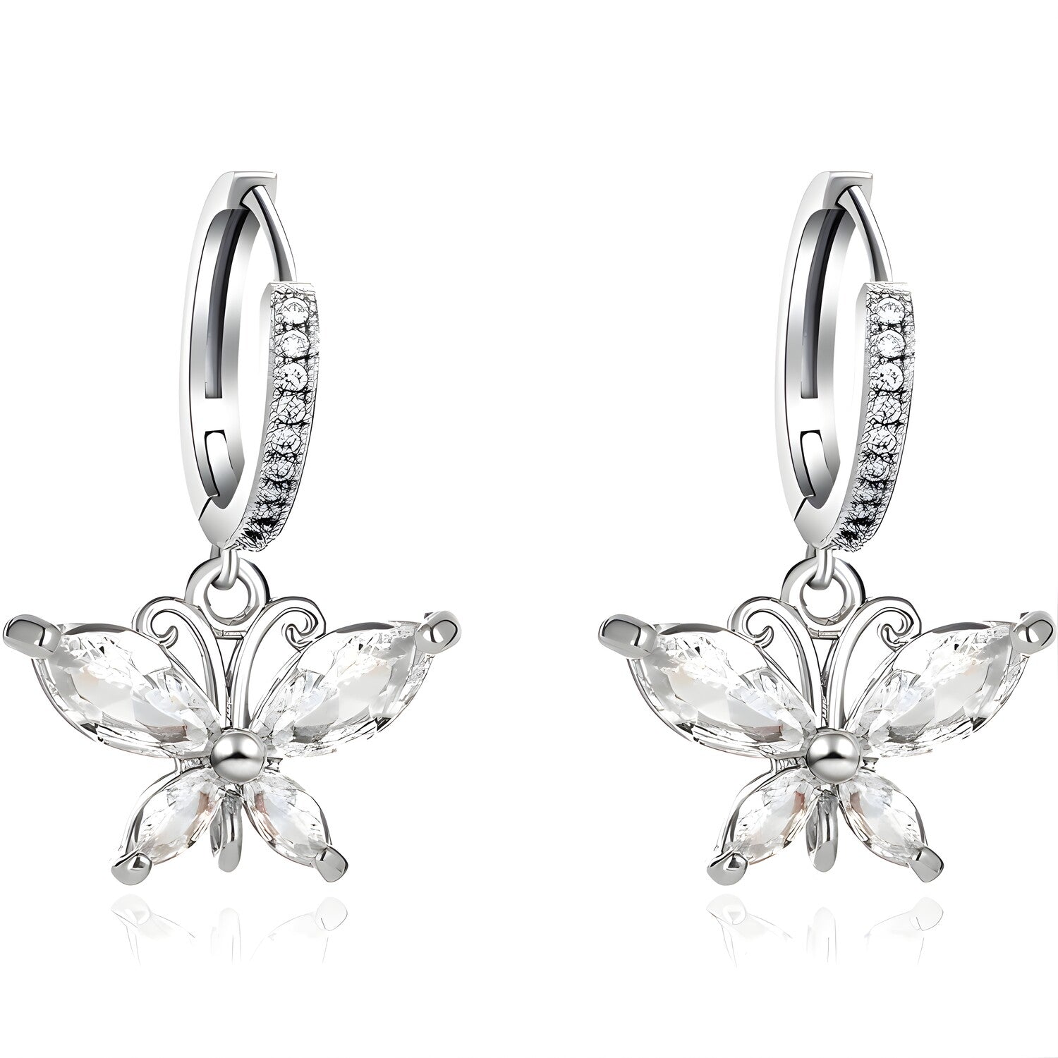 Naušnice Zircon Butterfly - Srebrna KP38996